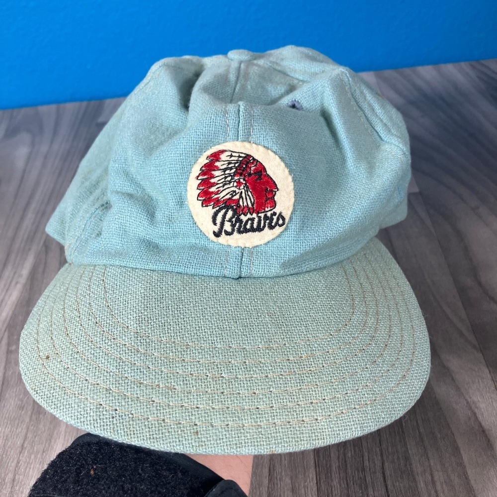 Atlanta Braves Hat Vintage Baseball Cap Men's Adjustable Blue‎ Green Underbrim